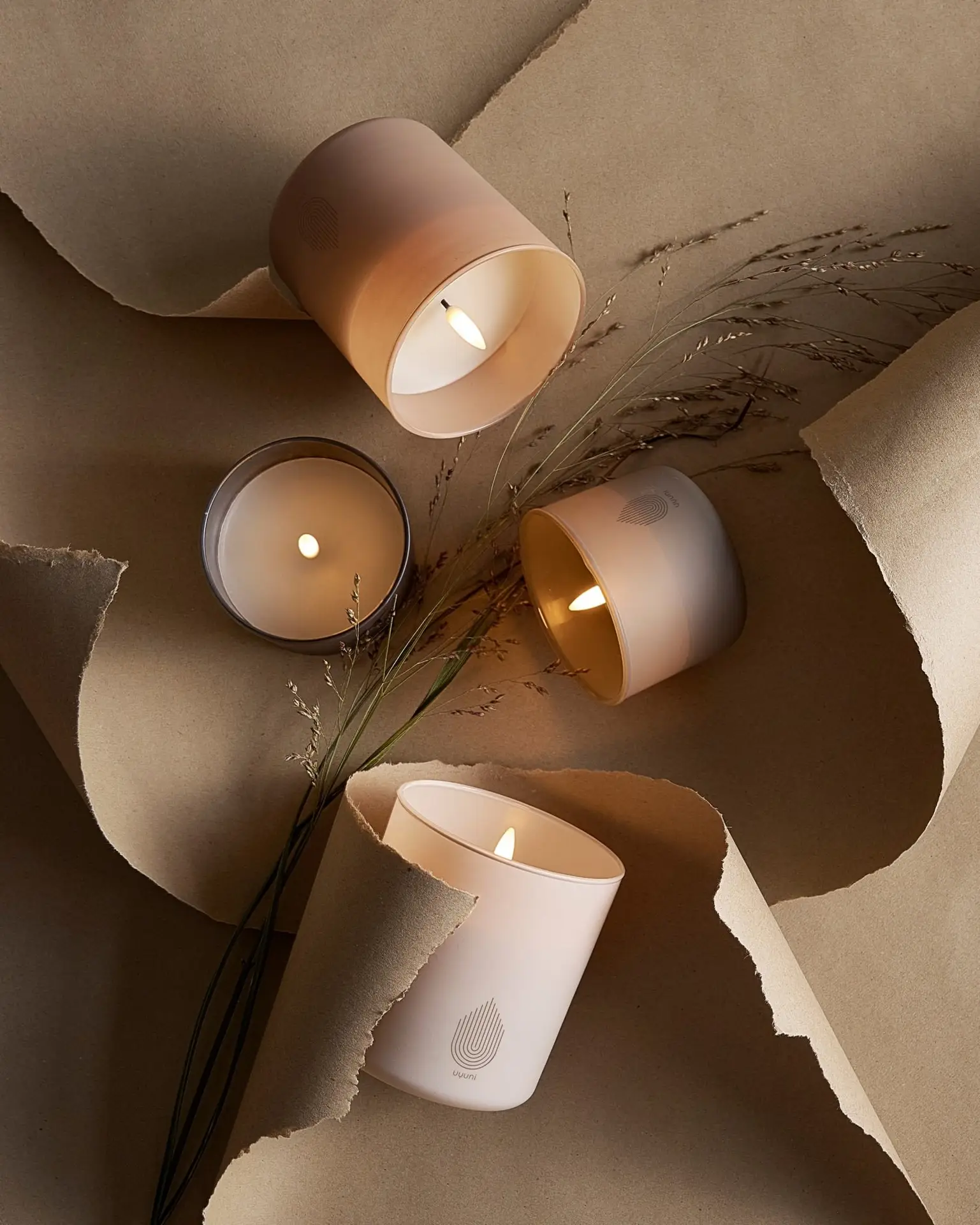 Glas Candle LED 'Beige frosted' L - Afbeelding 2