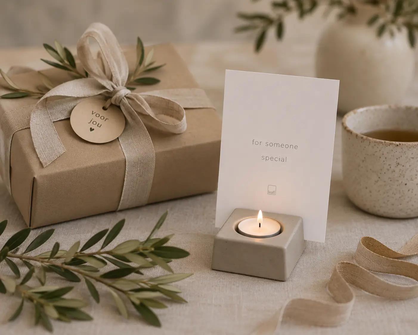Kaart houder voor theelichtje met wenskaart 'For someone special' - Afbeelding 4