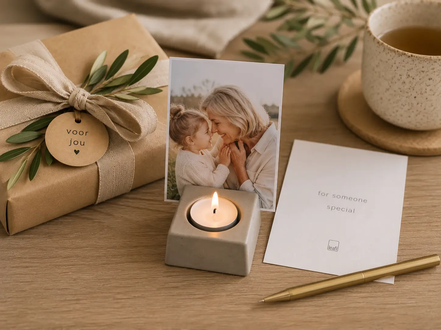 Kaart houder voor theelichtje met wenskaart 'For someone special'