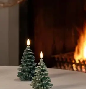 LED kaars Kerstboom (Olijfgroen) M