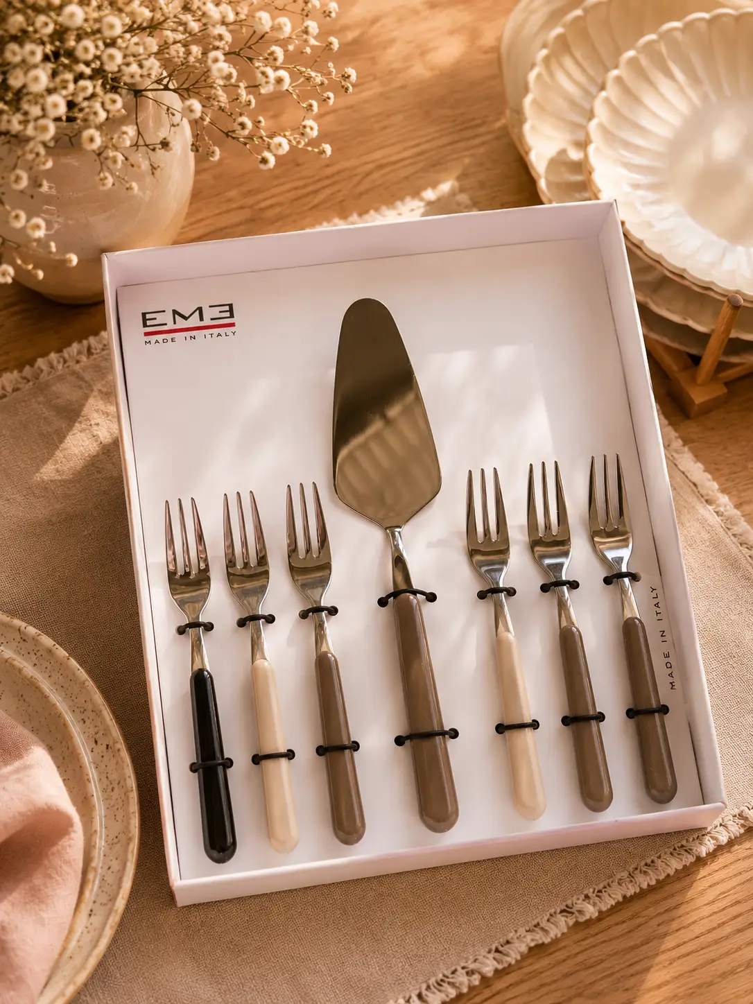 Taartschep & 6 dessertvorkjes