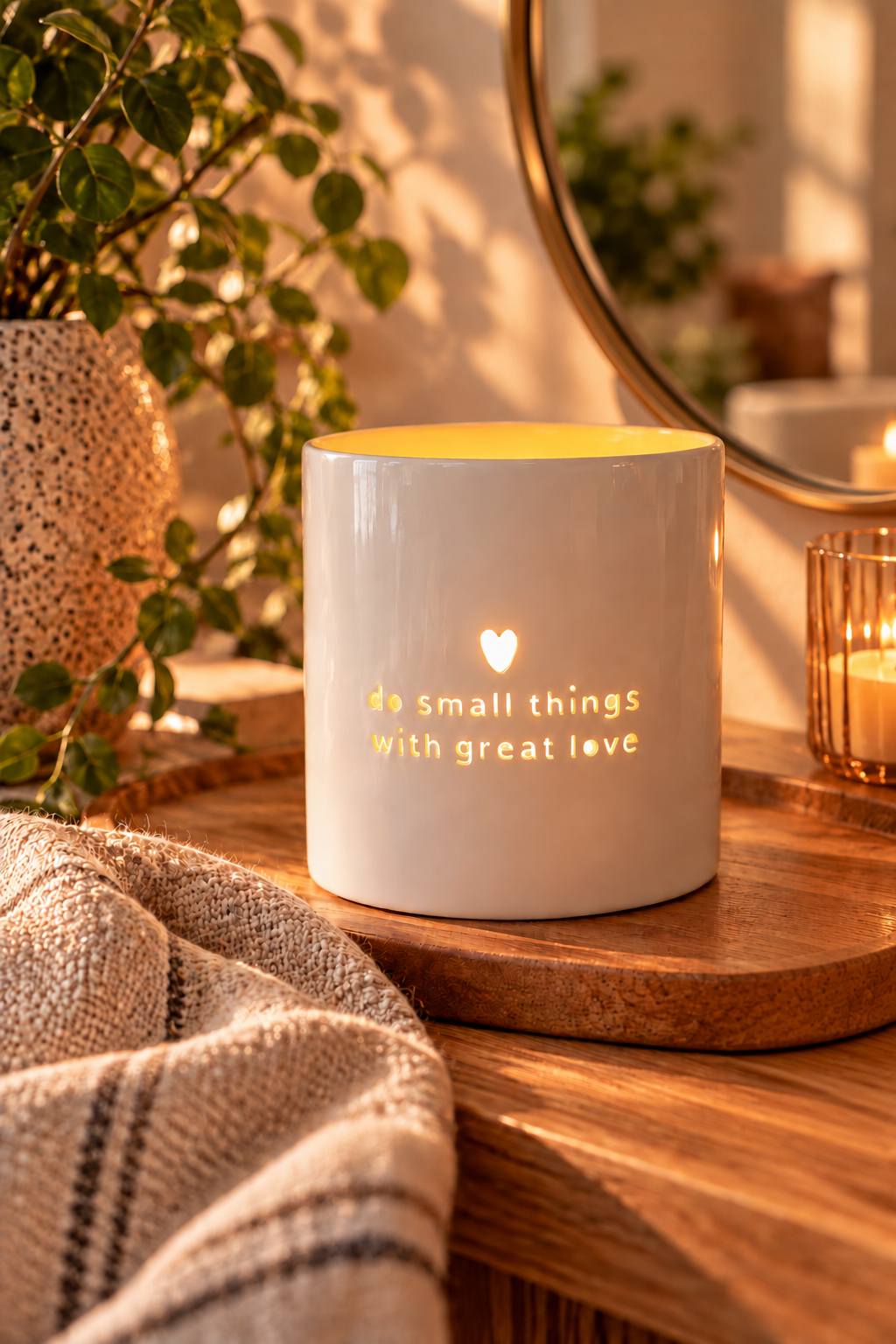 Theelichthouder 'Do small things with great love'