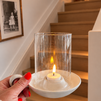 Theelichthouder kandelaar met glas